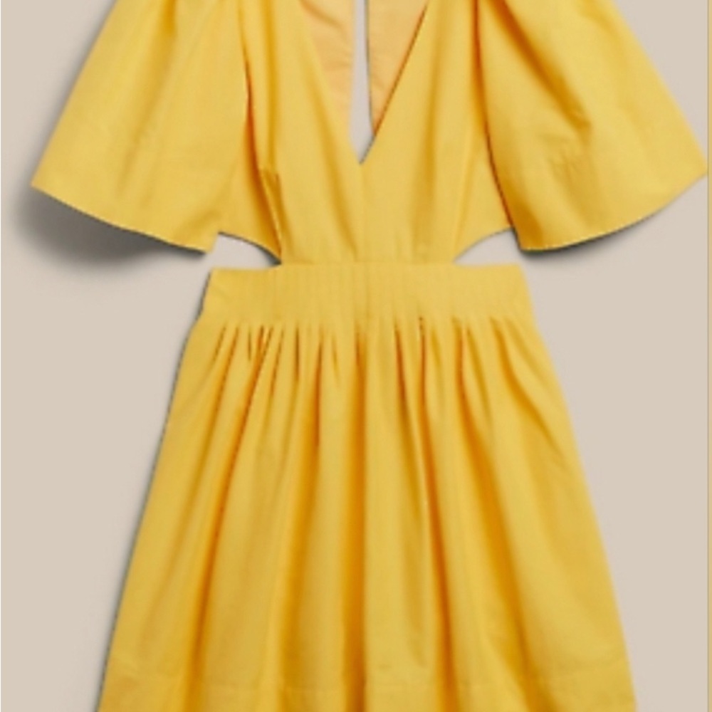 NWT Banana Republic Yellow, Cut Out, fit and flare, Mini Dress size 8